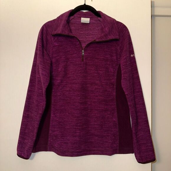 Columbia Womens Purple Fuchsia Fleece Quarter Zip Sweatshirt Size Medium - Picture 1 of 12